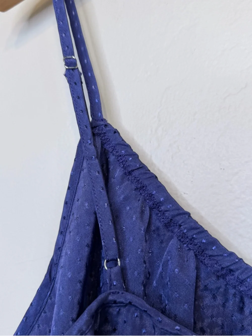 NSR | NWT Royal Purple Satin Dot Crop Slip Tank Top Chemise Camisole - Picture 8 of 13